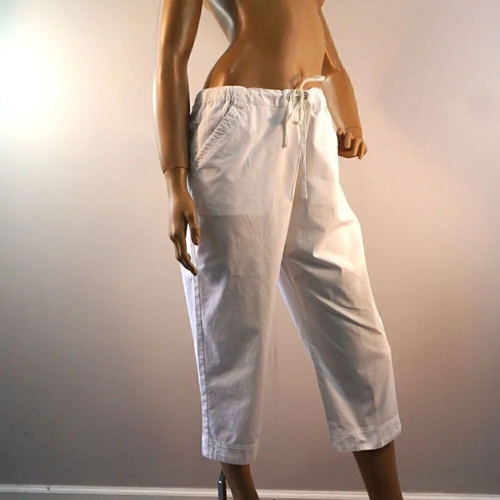 Onque Casuals Capri Pants Womens Size 6 Pockets White Cropped